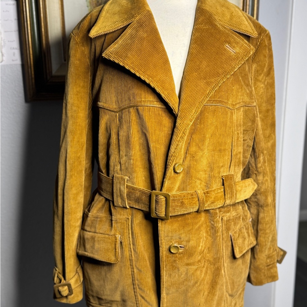 Vintage Dominique Golden Corduroy Trench Coat